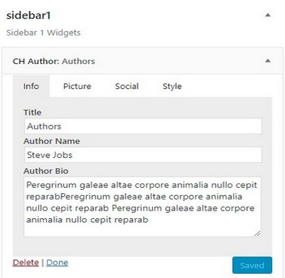 author widget panel